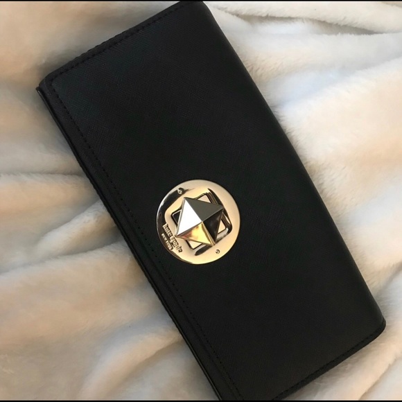 kate spade Handbags - kate spade Black Leather Clutch with Gold-Tone Hardware